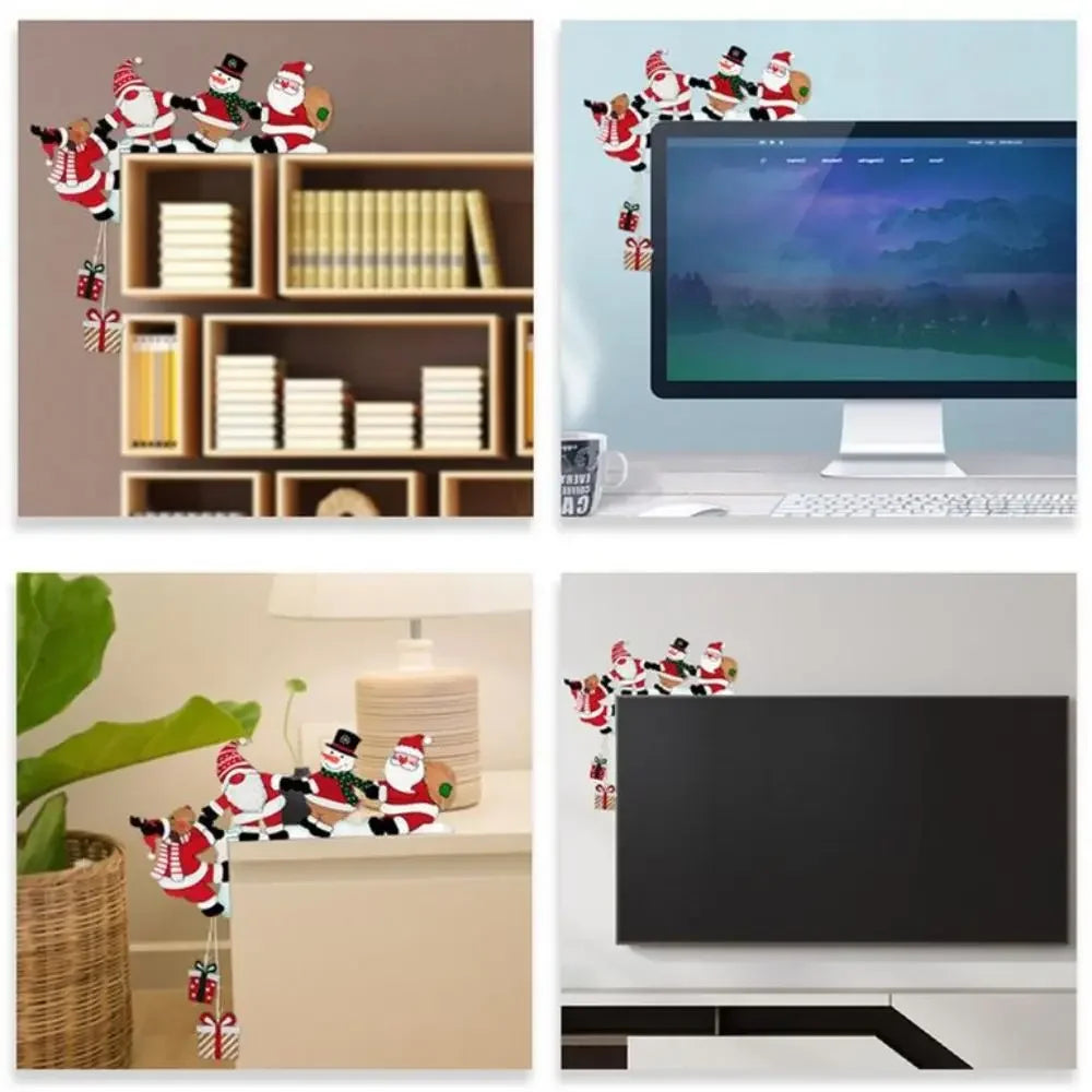 Décoration de Noël en bois pour coin de porte, décoration de Noël pour cadre de porte, panneau décoratif avec bonhomme de neige et renne, décoration de fête en bois pour la maison