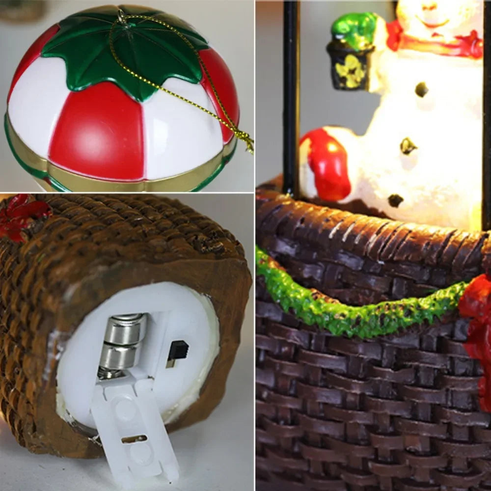 Bonhomme de neige en montgolfière, décorations de Noël pour la maison, cadeaux de Noël pour enfants, décorations pour le sapin de Noël, ornements lumineux, Père Noël