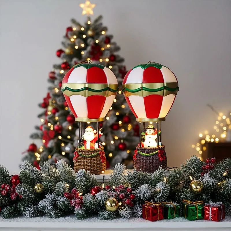 Bonhomme de neige en montgolfière, décorations de Noël pour la maison, cadeaux de Noël pour enfants, décorations pour le sapin de Noël, ornements lumineux, Père Noël
